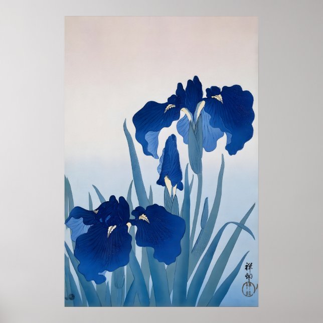Affiche Blue Iris Japanese Fine Art Print  Floral Wall (Devant)