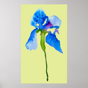 Affiche Blue Iris moderne aquarelle florale art