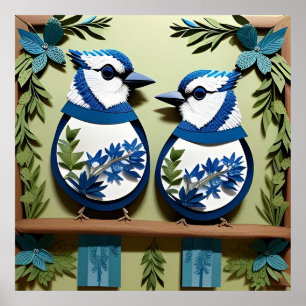Affiche Blue Jay Birds Papier Art