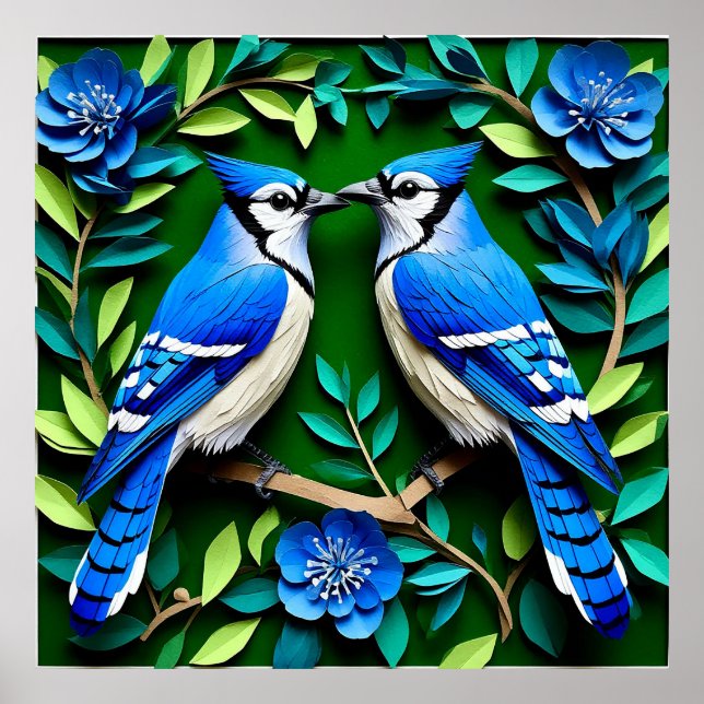 Affiche Blue Jay Birds Papier Art (Devant)