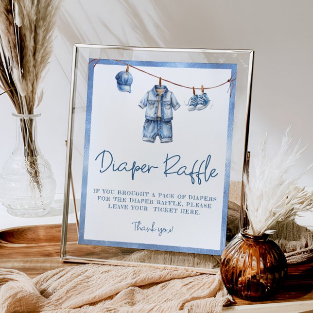 Affiche Blue Jean Baby Baby shower Déchets Raffle (Créateur téléchargé)