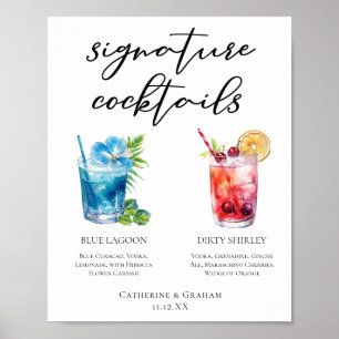 Affiche Blue Lagoon Dirty Shirley Signature Cocktails Menu