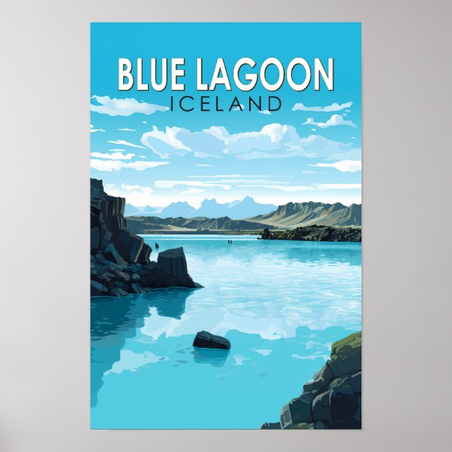 Affiche Blue Lagoon Islande Travel Art Vintage (Devant)