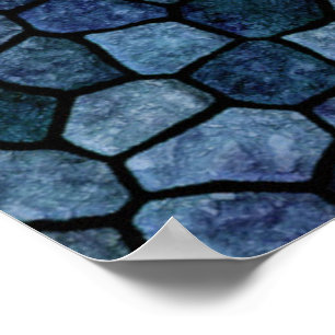Affiche Blue Lagoon Midnight Cobbled Patchwork Terrazo Pat