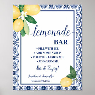 Affiche Blue Lemons Bar à limonade méditerranéen