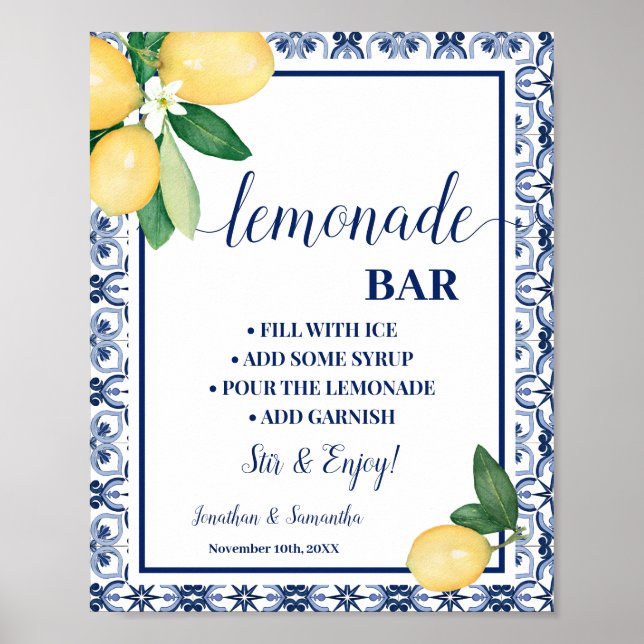 Affiche Blue Lemons Mediterranean Lemonade Bar  (Devant)