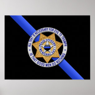 Affiche Blue Line mince diminuent et Badge