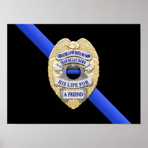 Affiche Blue Line mince diminuent et Badge