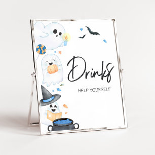 Affiche Blue Little Boo Baby shower Halloween Boissons