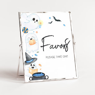 Affiche Blue Little Boo Halloween Baby shower Faveurs