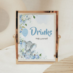 Affiche Blue Little Peanut Elephant Baby shower Boissons