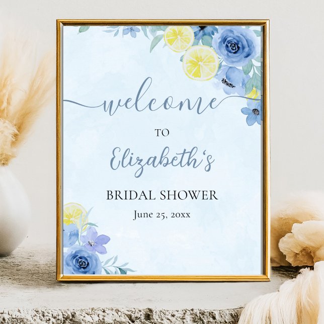 Affiche Blue Mediterranean Lemon Bridal shower (Créateur téléchargé)