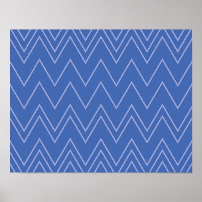 Affiche Blue, moderne, simple, cool, trendy zigzag (Devant)