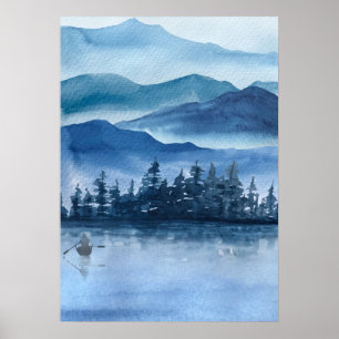 Affiche Blue Mountains Aquarelle Paysage Pittoresque
