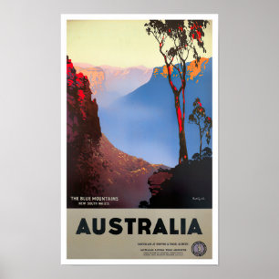Affiche Blue Mountains Australie voyage vintage