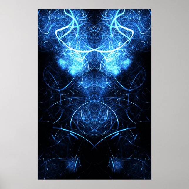 Affiche Blue Nebula Energy Fractal Art (Devant)