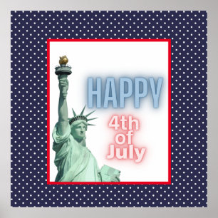 Affiche Blue Neon 4 juillet Liberty Statue