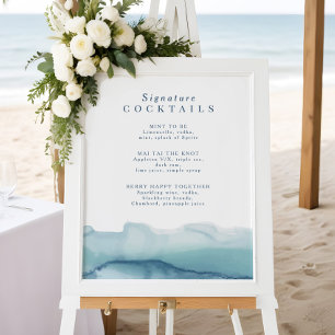 Affiche Blue Ocean Mariage Signature Cocktail Menu Signer