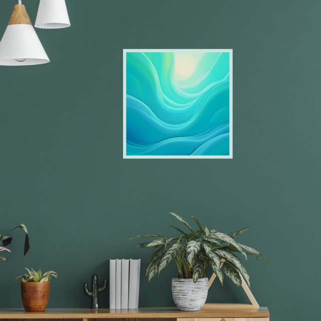 Affiche Blue Ocean Serenity Waves Abstrait Design (Salon 1)