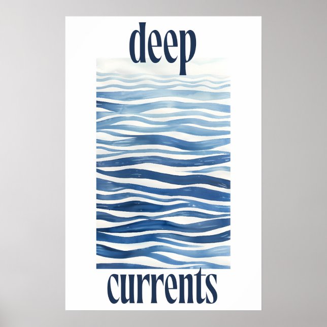 Affiche Blue Ocean Waves Art Print Abstract Coastal Wall (Devant)