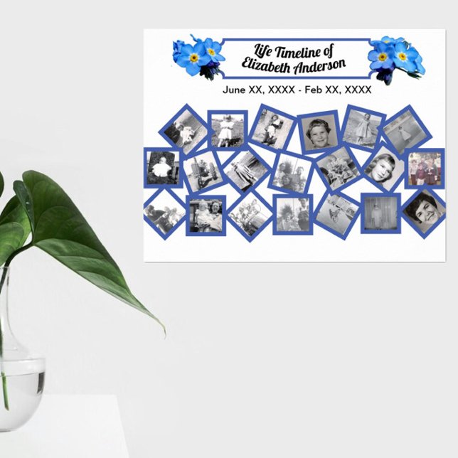 Affiche Blue Ouget Me Nots Timeline Photo Collage (Créateur téléchargé)
