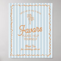 Blue Palm Springs Pastel Beach Faveurs