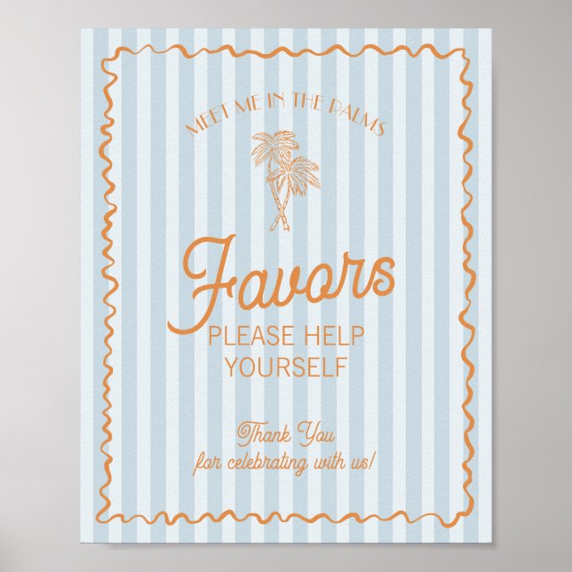 Affiche Blue Palm Springs Pastel Beach Faveurs (Devant)
