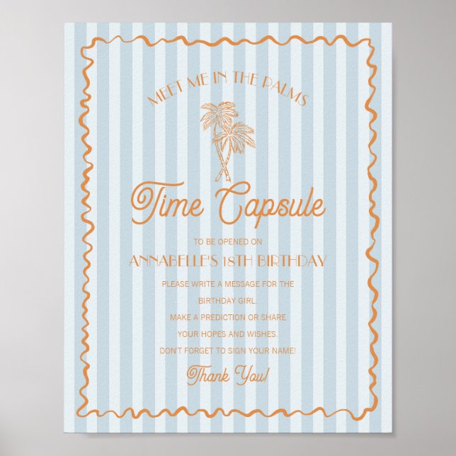 Affiche Blue Palm Springs Pastel Beach Time Capsule (Devant)