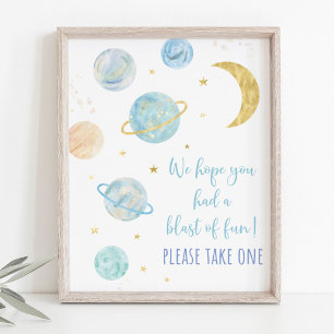 Affiche Blue Pastel Galaxy Espace Anniversaire Fête Favori