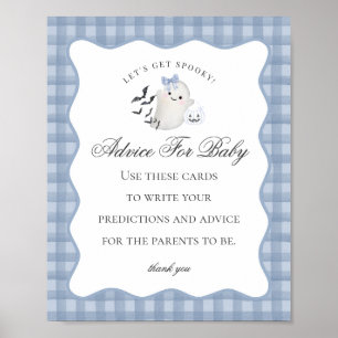 Affiche Blue Pastel Little Boo Ghost Conseil pour bébé Sig