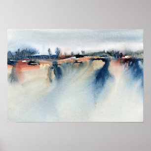 Affiche Blue Peach Atmospheric Abstrait Paysage Peinture