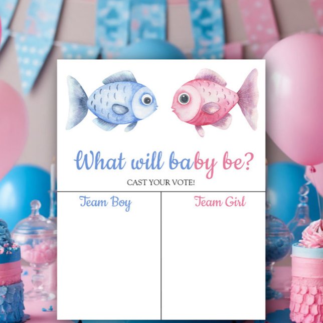 Affiche Blue & Pink Fish Gender reveal Boy or Girl chart (Créateur téléchargé)