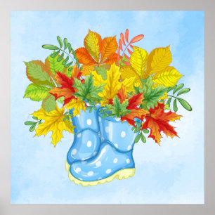 Affiche Blue Polka-dot Rain Boots