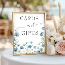 Blue Preppy Flowers Watercolor Cards And Gifts