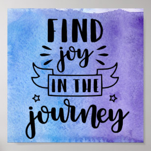 Affiche Blue & Purple Watercolor - Find Joy In The Journey