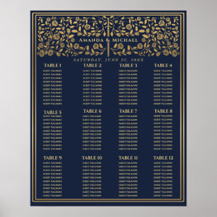 Affiche Blue Royal Medieval Sword Wedding Seating Chart
