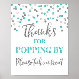 Affiche Blue Silver Confetti Merci pour Popup By Sign