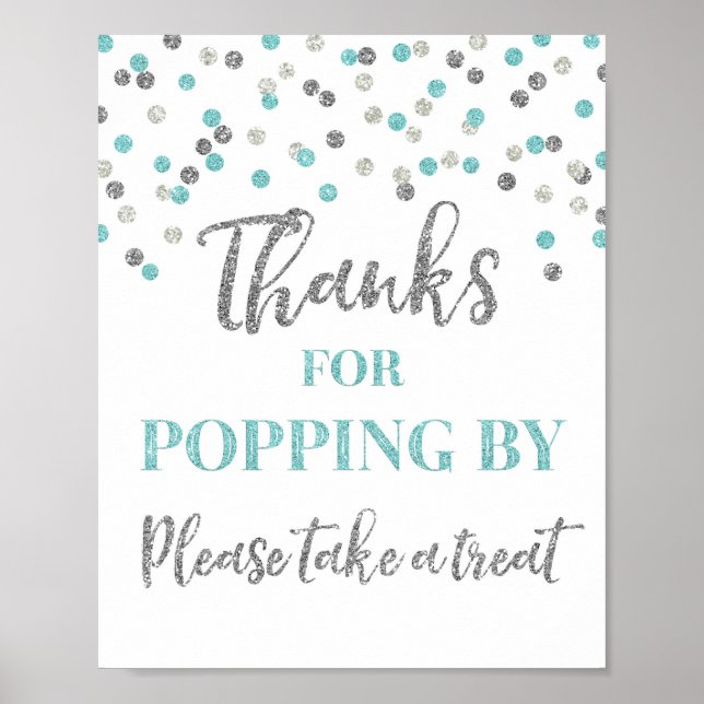 Affiche Blue Silver Confetti Merci pour Popup By Sign (Devant)