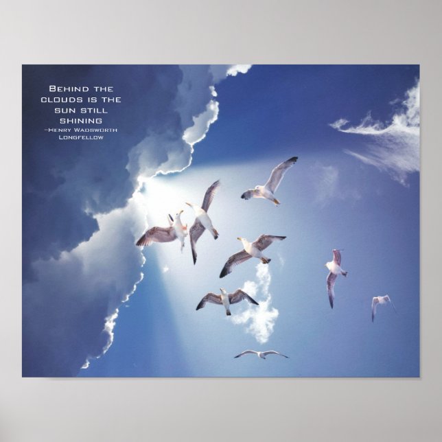 Affiche Blue Sky Sunlight Seaguls Citation Inspirationnell (Devant)