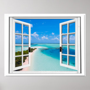 Affiche Blue Sky Tranquille Vue Mer Fake Window