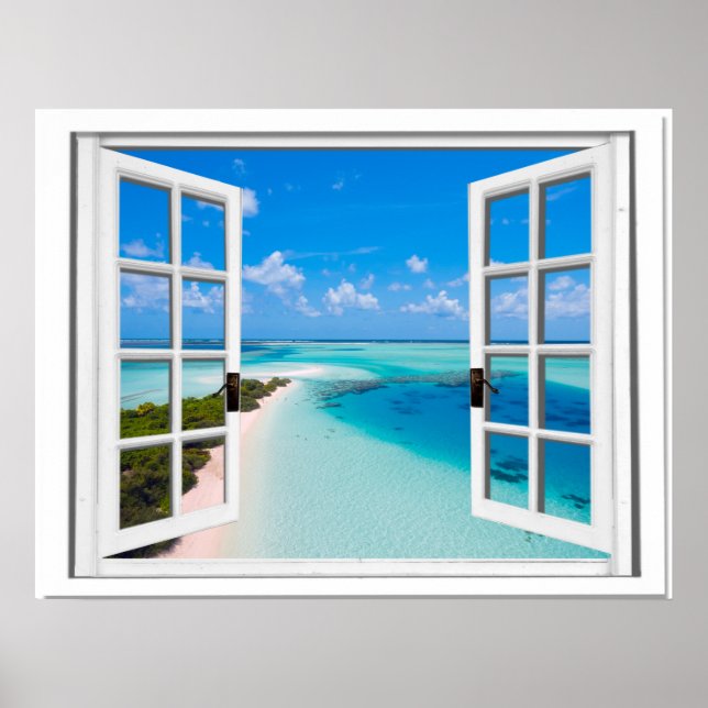 Affiche Blue Sky Tranquille Vue Mer Fake Window (Devant)