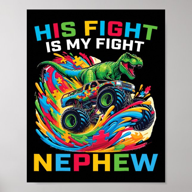 Affiche Blue Son Combat Est Mon Combattre Autisme Nephew T (Devant)