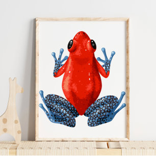Affiche Blue Spotted Red Legged Frog Digital Print