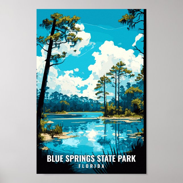 Affiche Blue Springs State Park Travel Art Vintage (Devant)