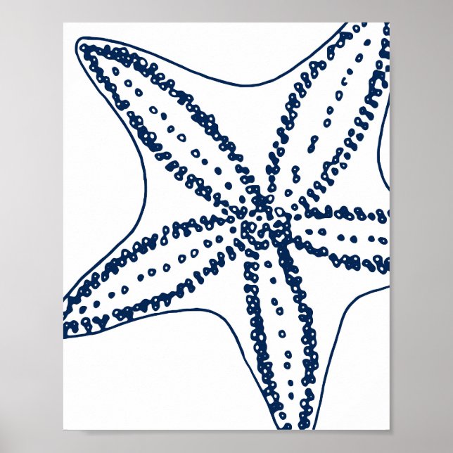 Affiche Blue Starfish Coastal Line Art (Devant)
