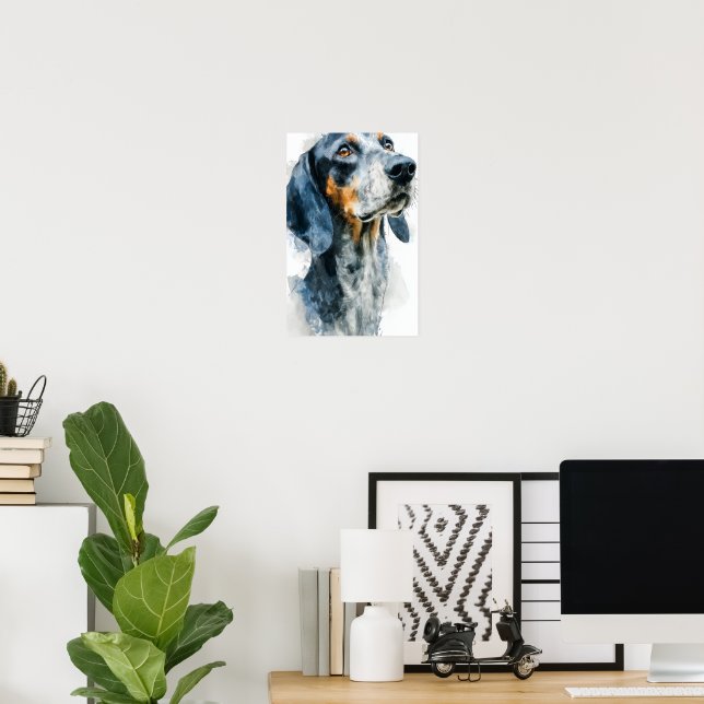 Affiche Blue tick coon hound portrait (Bureau à domicile)