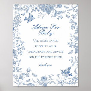 Affiche Blue Toile De Jouy Conseil pour Baby shower Jeu