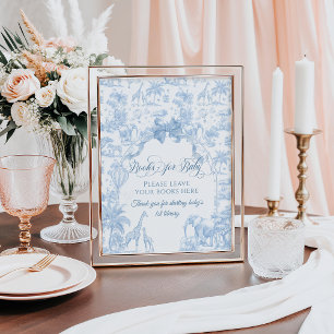 Affiche Blue Toile Safari Baby shower animal Livres