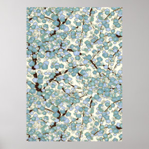 Affiche Blue Turquoise Sakura Fine Kimono japonais