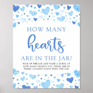 Affiche Blue Valentine Combien de Coeurs Baby shower Jeu